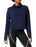 AURIQUE Felpa con Cappuccio Sportiva Super Morbida Donna, Blu Marino, 46