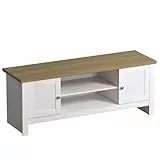 Marchio Amazon - Movian Mobile TV con 2 sportelli,128 x 39 x 49 cm, Bianco