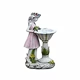 Fiacvrs Statua a energia solare, fatina dei fiori, ornamento da giardino in resina, fata a energia solare, decorazione per esterni, giardino, patio, stagno (17 x 12 x 29 cm)