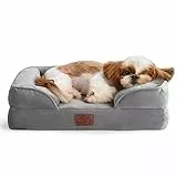 Bedsure - Letto ortopedico piccolo per cani, letto con cuscino per cani di piccola taglia, divano in schiuma con rivestimento rimovibile e lavabile, fodera impermeabile e fondo antiscivolo, grigio