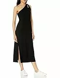 The Drop Mickey, Maxi Abito Morbido Monospalla con Taglio a Costine da Donna, Nero, M