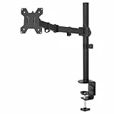 Amazon Basics - Supporto per Singolo monitor, con montaggio a scrivania, braccio regolabile in altezza, in acciaio, Nero