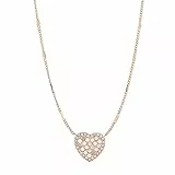 Fossil Collana Da Donna Vintage Glitz, Lunghezza Totale: 40,6 Cm + 5,1 Cm Catena Di Estensione / Ciondolo: Collana In Acciaio Inossidabile Oro Rosa 11 mm X 12 mm, JF03164791