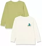Amazon Essentials T-Shirt a Maniche Lunghe con Polsini a Costine Unisex Bambini e Ragazzi, Pacco da 2, Bianco Sporco Great Outdoors/Verde Salvia, 11-12 Anni