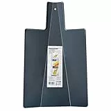 Fackelmann Tagliere Multifunzione con Manico e Bordi Pieghevoli 38x21,5cm per Raccogliere con facilità il Cibo una volta tagliato, in Plastica Alimentare Rigida, Colore Grigio Foro per appenderlo