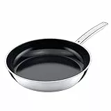 WMF 748326021 Devil Devil permanente padella, diametro 32 cm manico in acciaio inox Cromargan® Acciaio inossidabile ceradur induktionsgeeignet lavaggio a mano, acciaio inox, argento, 54 x 33,4 x 10 cm