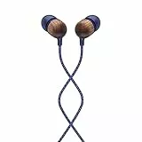 Marley Smile Jamaica Cuffie In Ear, Auricolari con Filo, Microfono Incorporato, Isolamento Acustico, Cuscinetto da 9.2 mm, 2 Misure in Silicone, Cavi Antigroviglio, Materiale Riciclato, Denim