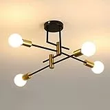 DAXGD Lampadario industriali, Plafoniera soffitto vintage E27 Diametro 70 cm, Lampadari Sputnik moderni 4 luci per Camera da letto, Cucina, Corridoio (Lampadina non inclusa)