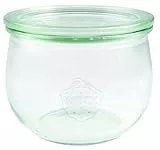 Weck - Barattolo in vetro sferico, 500 ml, con coperchio in vetro, per conserve, resistente al calore, adatto al microonde, adatto al forno, con bordo rotondo, 74, 6 pezzi