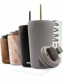 MAMEIDO Termos Caffè 350ml Taupe Grey - Tazza termica, Tazze thermos acciaio inox senza BPA, prova di perdite, Perfetta per auto, ufficio o strada - incl. confezione regalo