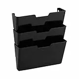 Amazon Basics Organizer a 3 ripiani da muro, conf. da 3, Formato per fogli A4, misure 33 x 38 cm, Nero