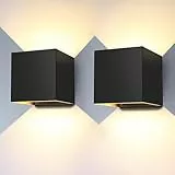 ledmo 18W Applique da Parete Interno 2 Pezzi Angolo del Fascio Regolabile su e Giù Applique da Esterno 3000K Bianco Caldo IP65 Impermeabile Nero
