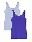 Iris & Lilly Canotta in Cotone Donna, Pacco da 2, Blu Fiordaliso/Bluette, 48