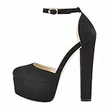 Only maker Mary Jane - Scarpe basse da donna con plateau, velluto nero., 46 EU
