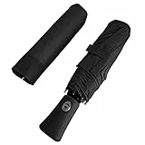 PERLETTI Ombrello Portatile Nero Uomo Donna da Borsa - Pieghevole da Pioggia Antivento Leggero - Ombrello Mini da Viaggio Compatto con Apertura e Chiusura Automatica - Diametro 100 cm (Nero)