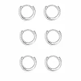 3 Paia Orecchini Cerchio Argento 925 per Donna, Orecchini Cerchio Piccoli Set Orecchini Donna Argento Orecchini Bambina Anallergici 8mm
