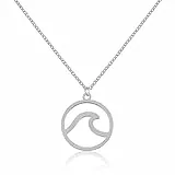 GD GOOD.designs EST. 2015 Catena Wave da donna Argento - impermeabile - Collana da surfista in acciaio inox I gioielli da surf con ciondolo a forma di onda