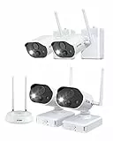 ZOSI 3MP Telecamera Wi-Fi a Batteria con 2K Stazione Base a 4 Canali, Kit di 4 Videocamere di Sorveglianza Esterna, Impermeabile IP66, Audio Bidirezionale, Archiviazione Cloud o Scheda SD, C309