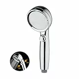 Ibergrif M20223 - Soffione Doccia Alta Pressione, Telefono Doccia, Doccino per Doccia, Risparmio Idrico Doccia Soffione a Mano, Cromo, Argento