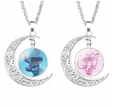 simyron Cartoon Collana 2 Pezzi Collana Mezzaluna Collana per Bambini Collana di Personaggi dei Cartoni Animati Collana dell Amicizia per Bambini Regali Forniture
