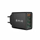 Caricatore USB,AIONEUS Caricabatterie Muro Multiplo Carica Rapida,Quick Charger 3.0 33W/6A 4 Porte Alimentatore Presa da Parete per iPhone 12/11/8/7/X/iPad Pro,Samsung S21/S10/S9,Xiaomi,Huawei