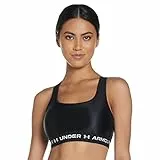 Under Armour Women's Crossback Matte/Shine Bra , Black (001)/White , Large