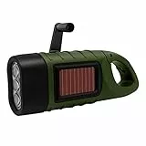 TISHOW Torcia a LED Solare, Torcia Ricaricabile a Manovella,Torcia LED di Emergenza, Lampade da Campeggio Portatili per Ciclismo, Torcia Potente (Verde)