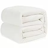 EHEYCIGA Coperta in Pile Coperta di flanella Crema 220x240 cm Coperta Divano in Microfibra Morbida Accogliente Leggera Coperta da Letto Di Lusso