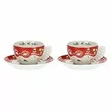 THUN - Confezione 2 Tazze Medie Sweet Christmas - Porcellana - Linea Sweet Christmas - Living, Arredare la Casa - Tazzina Ø 9 cm; 6 cm h 160 ml; Piattino Ø 15 cm