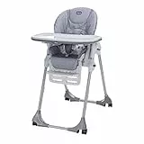Chicco Polly Easy - Seggiolone per neonato, 4 ruote, regolabile, pratico e compatto, grigio