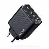 VOLTME Caricatore USB-C 65W GaN Caricatore Rapido Multiplo Nero, Alimentatore USB C 3-Porte Presa USB PD 3.0, Compatibile con MacBook Pro/Huawei/Dell/iPad Pro/iPhone 14/13/Galaxy S22/S21/Pixel, ecc