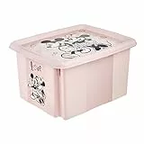 keeeper Contenitore Portaoggetti con Coperchio, Minnie, Rotabile e Impilabile, Per Bambini, 24 L, Karolina, Nordic Pink (Rosa)
