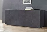 Dmora Credenza Moderna a 4 Ante e 3 cassetti, Made in Italy, Madia da Cucina, Buffet di Design da Soggiorno, cm 220x43h86, Colore Ardesia, Grigio Cenere