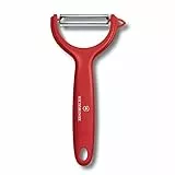 Victorinox, pela-verdure per pomodori e kiwi con lama seghettata in acciaio inox a doppio taglio, rosso