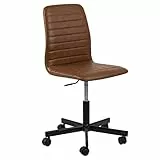 Marchio Amazon - Movian Sedia da scrivania semplice, altezza regolabile, pelle ecologica in poliuretano, 1 unità , confezione da 1, 61 x 52 x 94,5 cm, Brandy