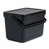 TATAY Pattumiera per Umido, Capacità 6L, polipropilene, Realizzata con Materiali Riciclati al 100%. Colore Nero. Misure 26,5 x 19 x 18,5 cm