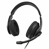 Hama Cuffie con microfono (cuffie cablate, connettore USB A, Aux, cuffie stereo con cavo, cuffie Over Ear PC con braccio microfono e cinturino al collo, cavo audio) nero