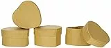 Pracht Creatives Hobby 7648-04541 Cartone Kraft in Set, 4 scatole Regalo a Forma di Cuore con Coperchio, ciascuna di 6 x 6 x 3,5 cm, per Decorare, conservare e Regalare, Natural, 4 unità