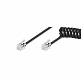 Goobay 68002 Cornetta Telefonica Cavo a Spirale, Cavo Piatto con Spina Rj10 (4P4C) a Spina Rj10 (4P4C); Nero; 4 Metri
