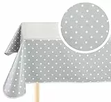 Home Direct Tovaglia in Tela Cerata plastificata Rettangolare 140 x 240cm Pois Piccolo Grigio chiaro
