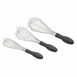 Amazon Basics - Set di fruste a filo in acciaio INOX, 3 pezzi, colore Grigio