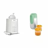 Chicco 00007389100000 - Scaldabiberon Portatile Da Viaggio E Scaldapappa & Portapappa Termico In Acciaio Inox Con Due Contenitori, ‎Verde