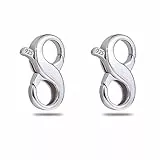 KINBOM 2 pezzi Chiusura a Moschettone, Connettore Gioielli a Doppia Apertura Fermaglio Braccialetto Fermagli per Gioielli in Argento Sterling 925 Kit Riparazione Gioielli (12,5 x 6 mm)