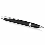 PARKER IM Penna a Sfera | Nero Opaco con Puntale Cromato | punta media con inchiostro blu | confezione regalo