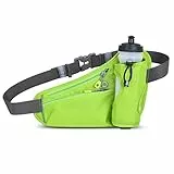 Marsupio da cintura con portabottiglie, marsupio, regolabile, multifunzionale, unisex, per escursionismo, viaggi, attività all'aperto, per uomini e donne, verde, verde e casual, Verde, Taglia unica,