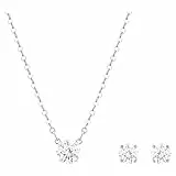 Swarovski Set Attract, Taglio tondo, Bianco, Placcato rodio