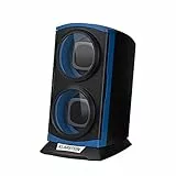 KLARSTEIN St. Gallen Premium - Caricatore per Orologi, 2 Orologi, 4 velocità, 3 rotazioni, finestre in Vetro Acrilico, Luce LED Blu, Silenzioso, Resistente all'abrasione, plastica Durevole, Blu