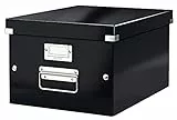 Leitz Click & Store WOW Scatola Archivio Media, per Riporre e Trasportare Documenti A4 e Oggetti di Medie Dimensioni, Adatta a Casa e Ufficio, Nero, 60440095