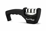 Lantana Smart Sharp - affilacoltelli manuale a 3 fasi - design ergonomico con finitura nera/cromata