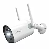 ieGeek 2K Telecamera Wi-Fi Interno/Esterno Senza Fili a Batteria, Videocamera di Sorveglianza a Faretti con Visione Notturna a Colori, Allarme con Rilevazione PIR, Sirena,Audio a 2 Vie,IP65,SD/Cloud